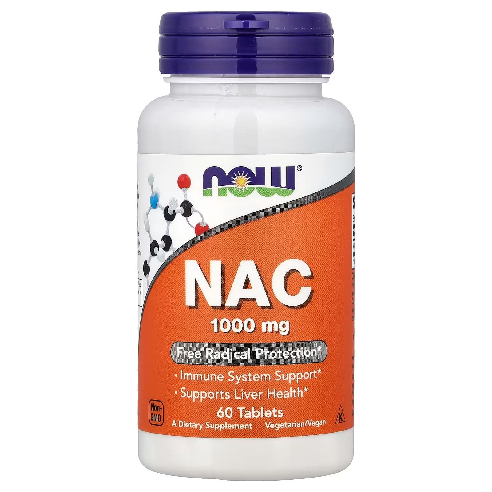 Now Foods Supplements, NAC (N-Acetyl-Cysteine) 1,000 mg, Free Radical Protection*, 60 Tablets