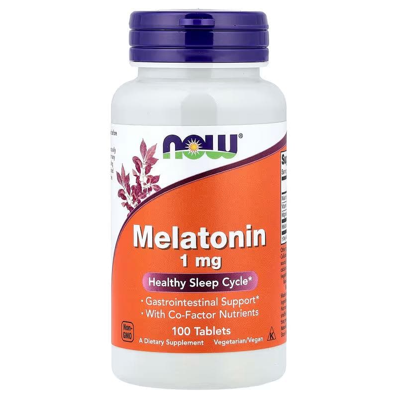 NOW Foods Supplements, Melatonin 1 mg, with Co-Factor Nutrients, Healthy Sleep Cycle*, 100 Tablets